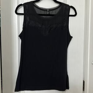 H&M black lace sweetheart neckline top size M